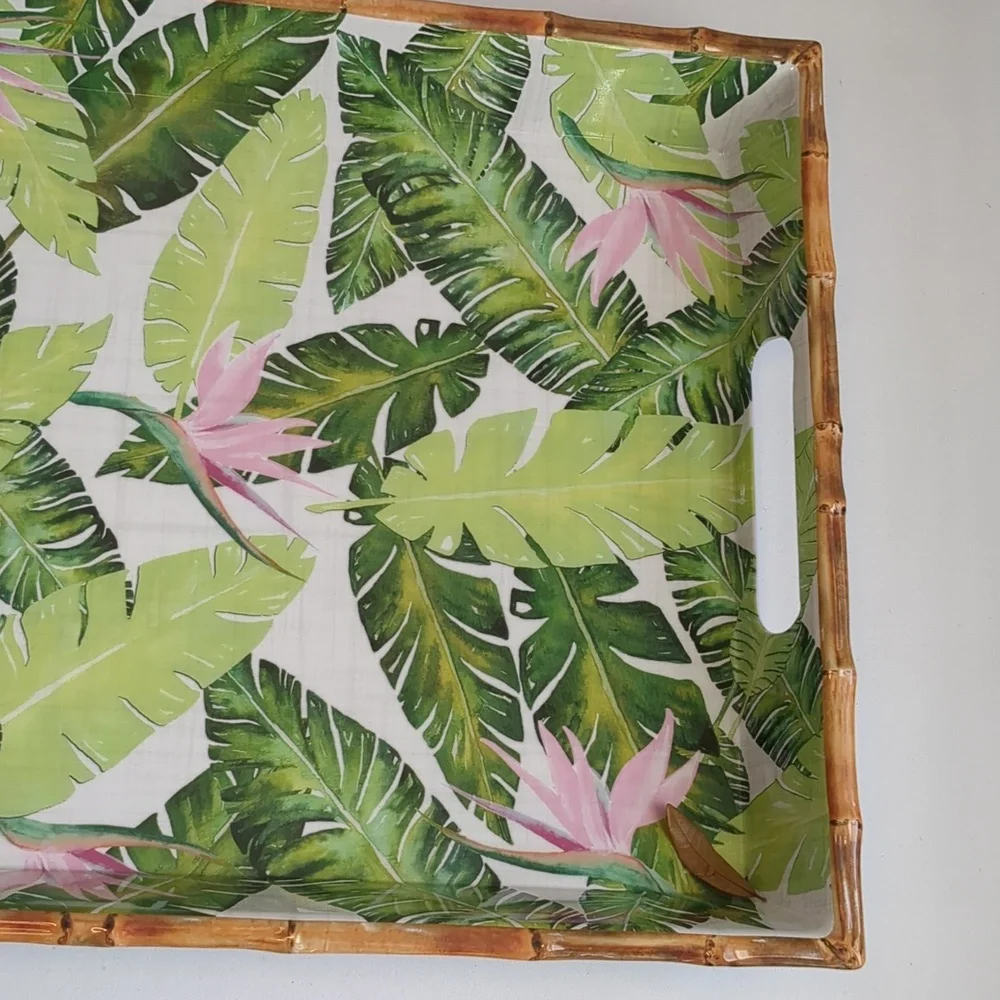 Tommy Bahama Palm Leave & Birds Of Paradise Melamine Serving Tray 19 5